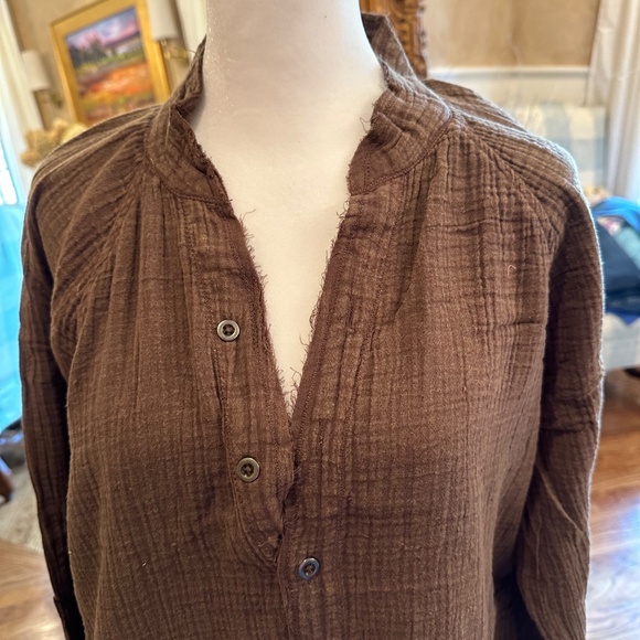 We the Free Summer Daydream shirt in brown size L Free People NWT - Picture 6 of 10
